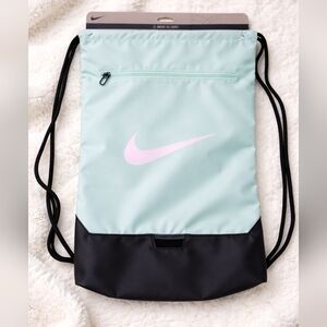 Nike Drawstring Backpack Mint Green Pink Swoosh Gym Bag Sackpack Move To Zero